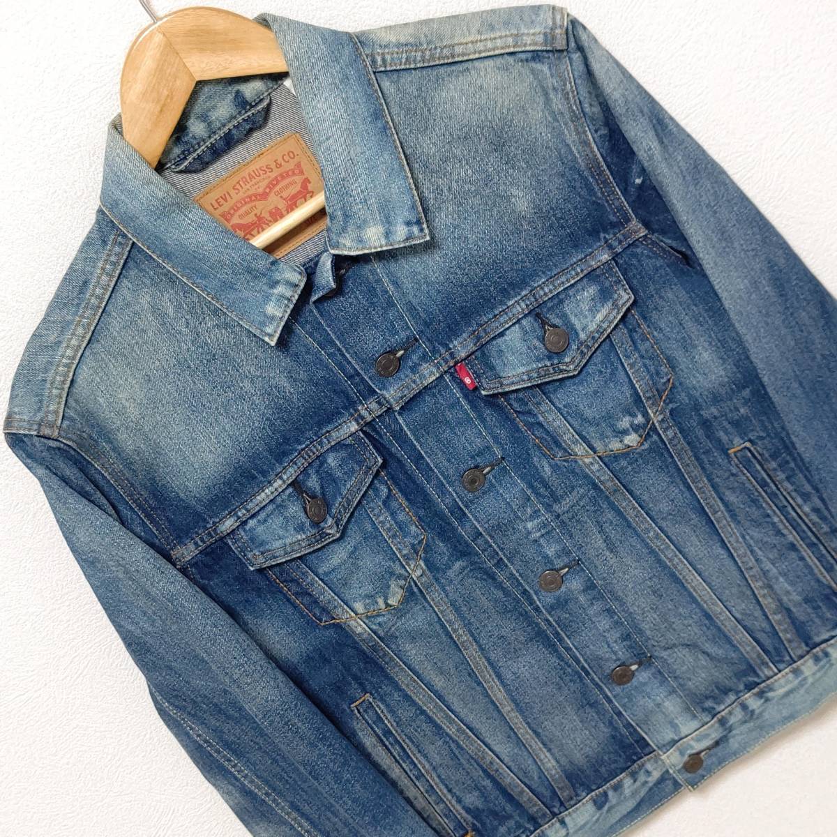 【Levi’s】リーバイス 色落ち加工 デニム ジャケット ジージャン Gジャン ヴィンテージ復刻 サイドポケット 紙パッチ 4th メンズ S/133j_画像3