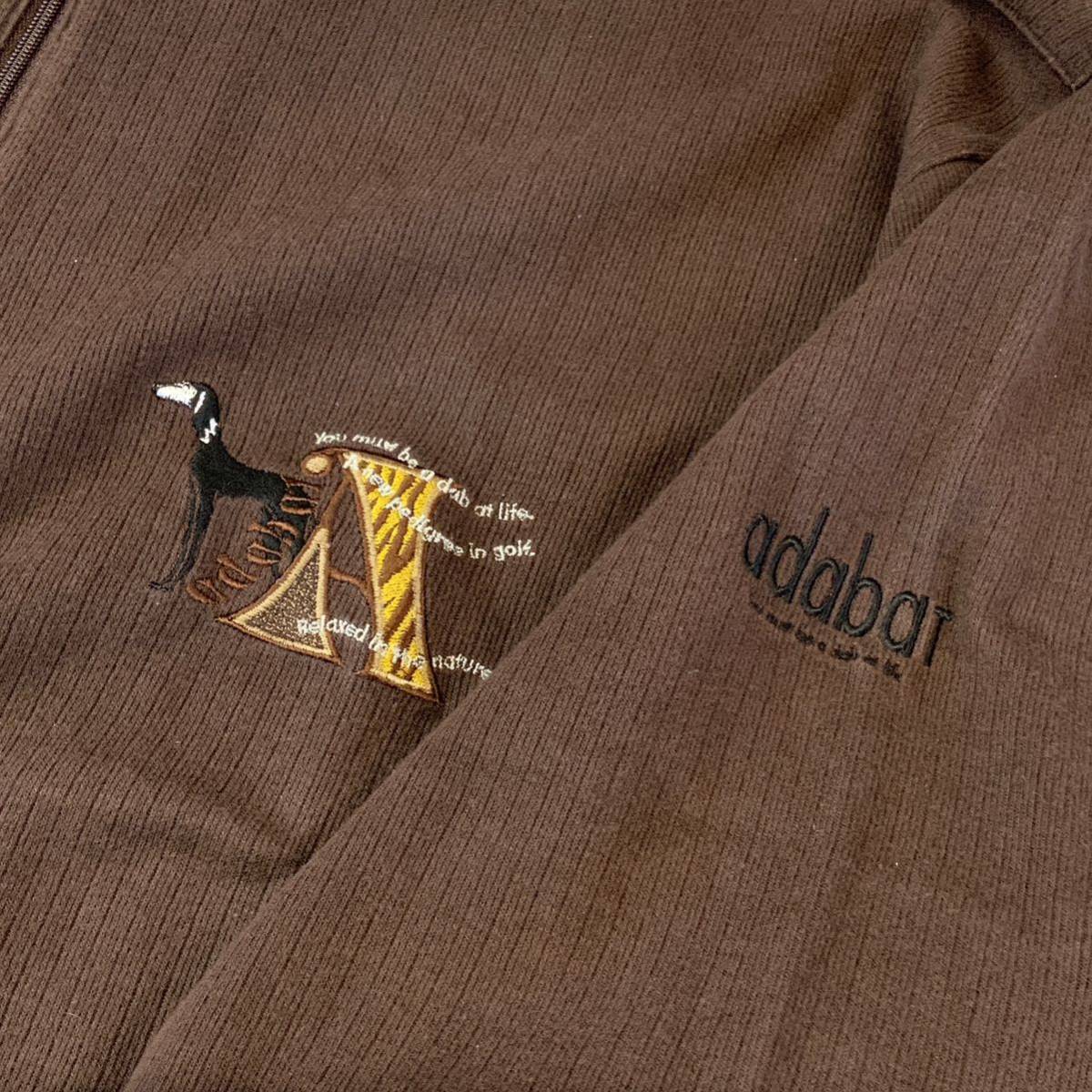 adabat アダバット 刺繍 ハーフジップ シャツ ロングスリーブ メンズ サイズ3 L ブラウン ゴルフ golf_画像4