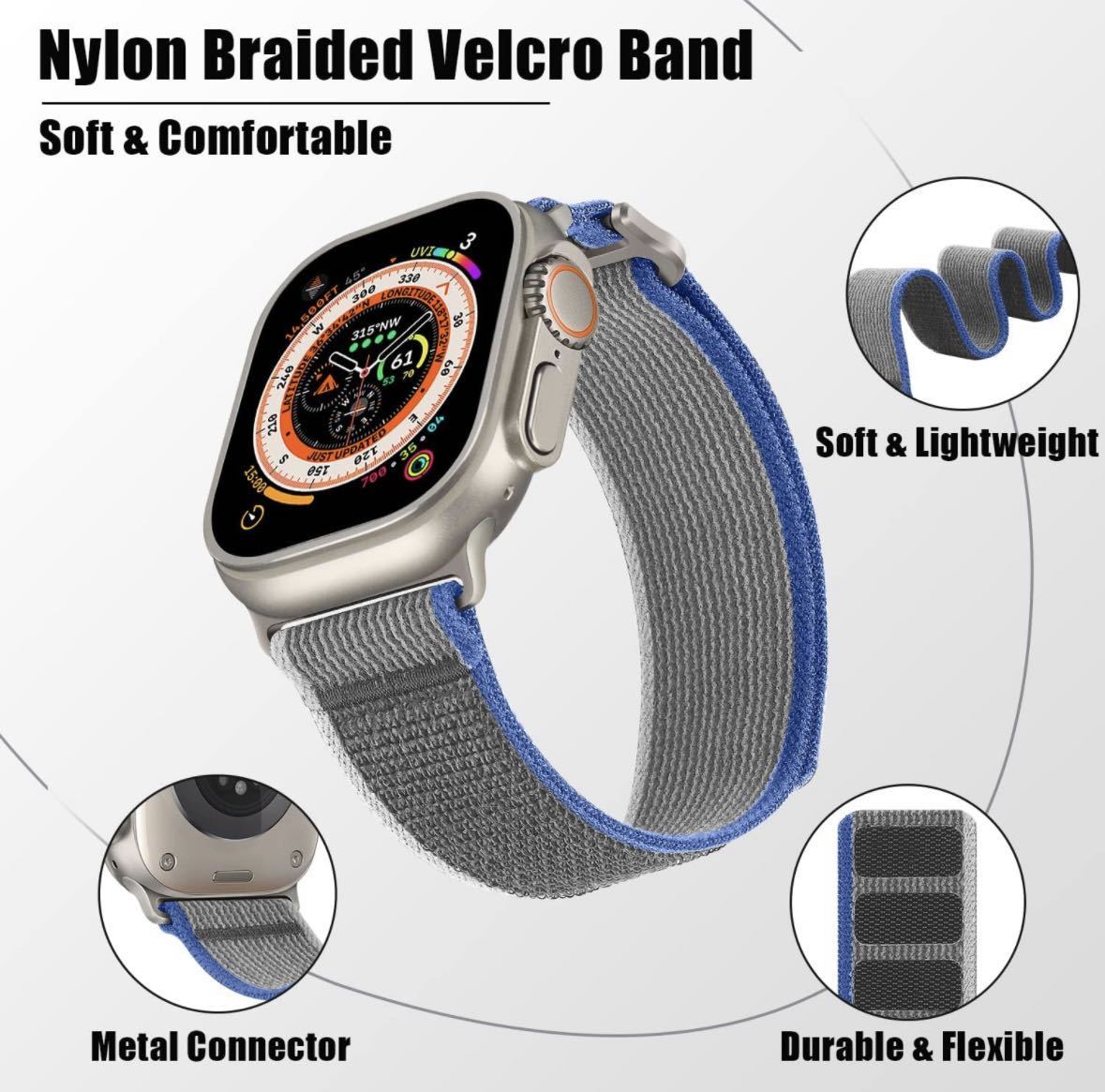  Compatible bruApple Watch частота 49mm 45mm 44mm 42mm спорт Apple Watch Ultra 2 серии 9 8 7 SE 6 5 4 3 2 1 соответствует голубой серый 