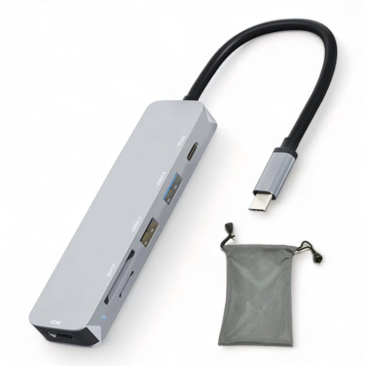 USB C ハブ, USBハブ マルチポート C アダプター 6in1 USB ハブ 4K@30 Type c HDMI出力+SD/TF+USB 3.0+USB 2.0 データ転送ポート