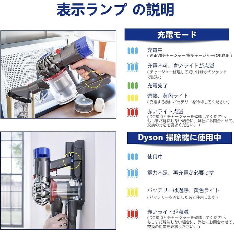 ダイソン V8 バッテリー 5000mAh SV10 バッテリー 掃除機 互換用バッテリー 純正 大容量 バッテリー交換 壁掛けにも対応_画像6