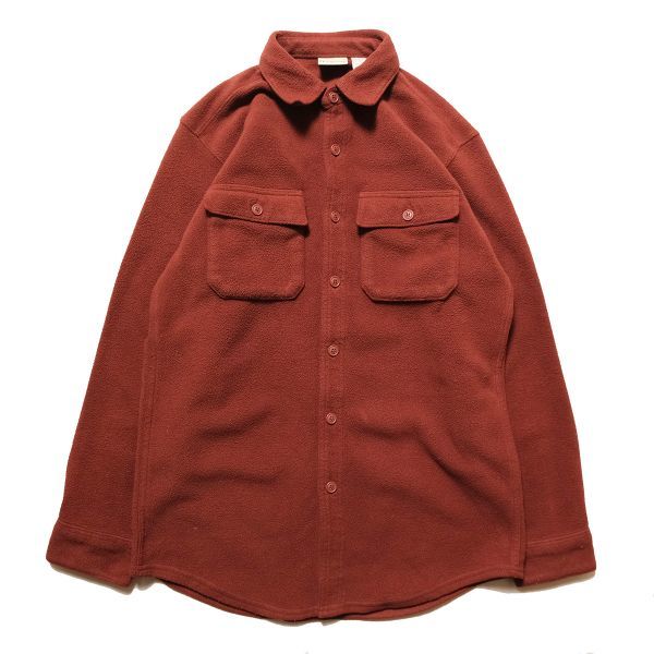 人気提案 LLビーン 00's 90's ソリッドカラー L.L.Bean アウトドア オールド 旧タグ アメリカ製 90年代 無地 柿色系 (S) シャツ フリース 男性用