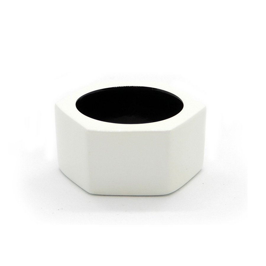 【新品】 水牛の角 指輪 リング 六角ナットデザイン White ホワイト (3) 19号 バッファローホーンアクセ　クリックポストなら送料￥185_画像1