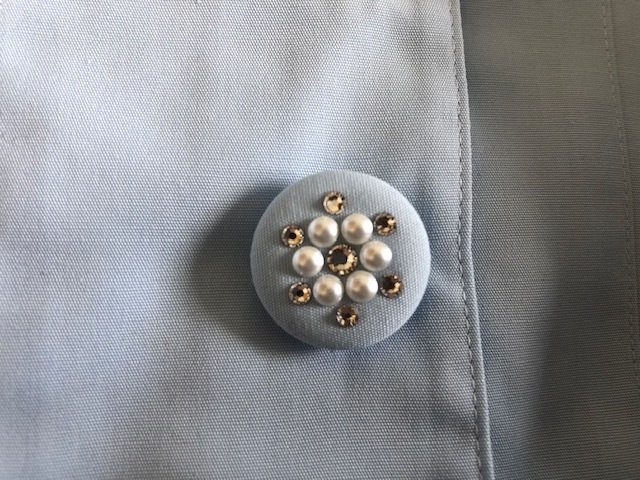 * new goods regular price 3.5 ten thousand Miki House Swarovski button on goods coat 140* light blue 