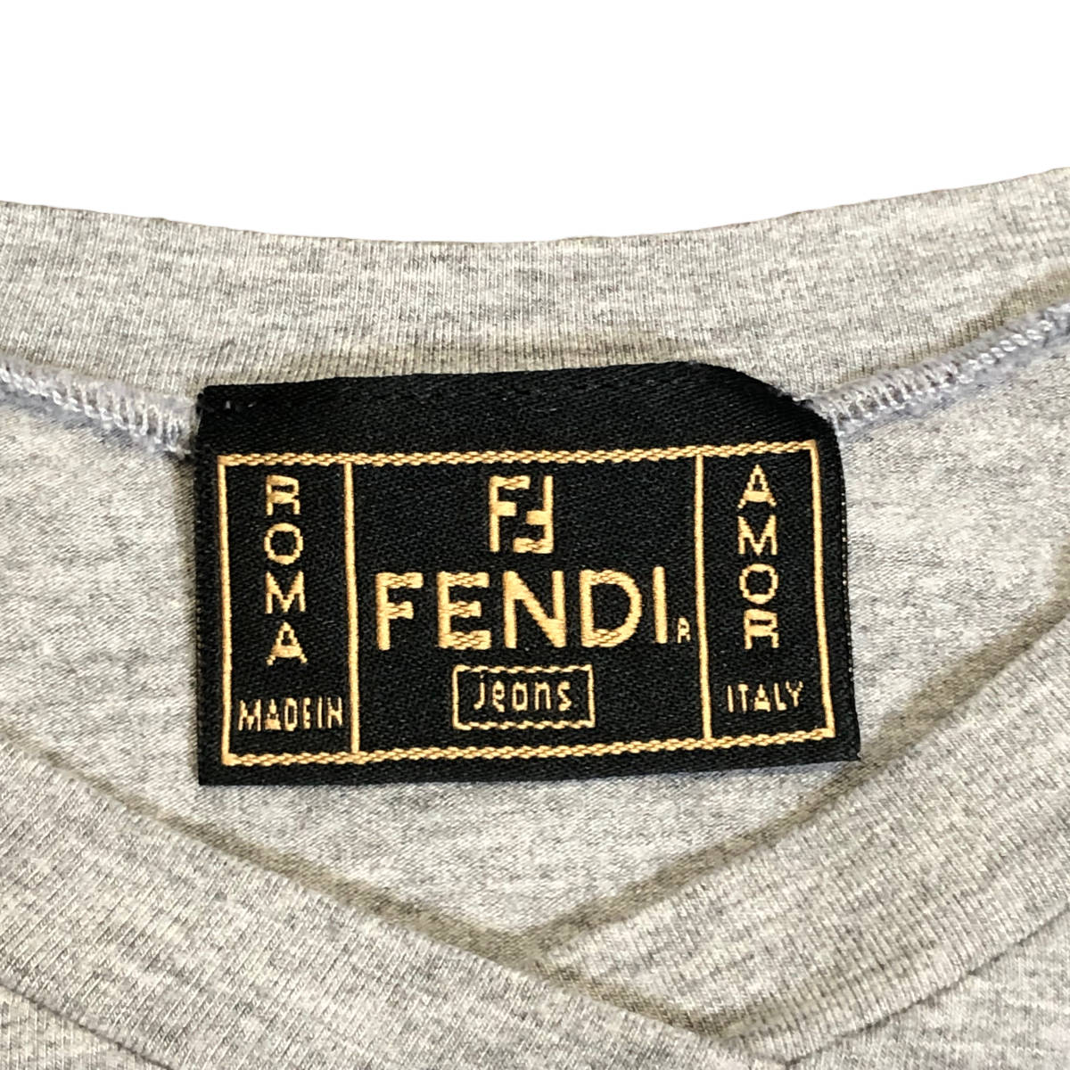 FENDI フェンディ Tシャツ カットソー 長袖 Vネック レーヨン 40 グレー レディース A1_画像5