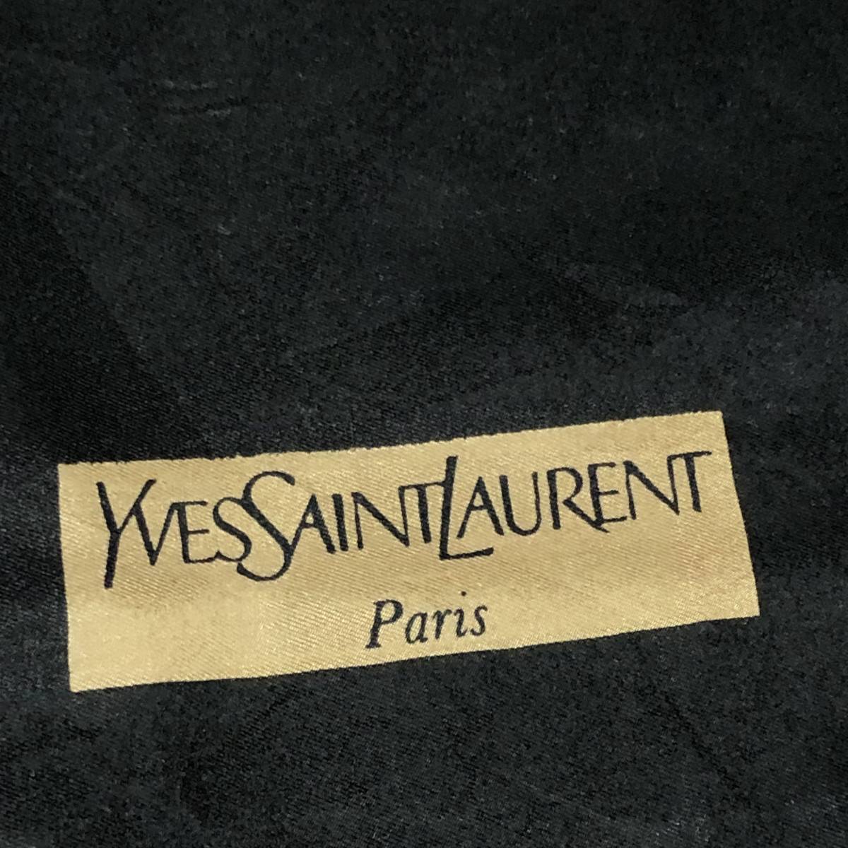 Yves Saint Laurent イヴサンローラン スカーフ ショール シルク 黒 ST2_画像3