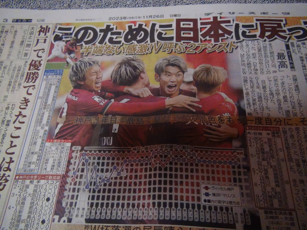 サッカーJ1 ヴィッセル神戸が初優勝 創設29年目で頂点ディリースポーツ新聞!。_画像6