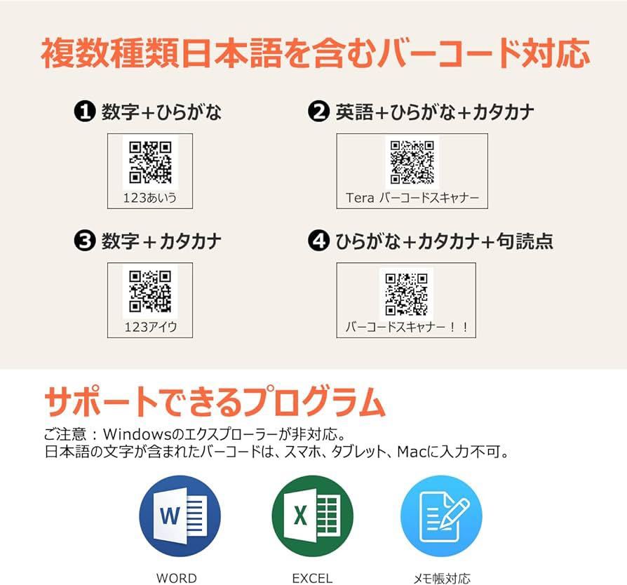 ＊Tera 3206 バーコードスキャナー 有線 USB接続 QRコード 一次元コード 二次元コード対応 日本語対応 自動検出スキャナー_画像3