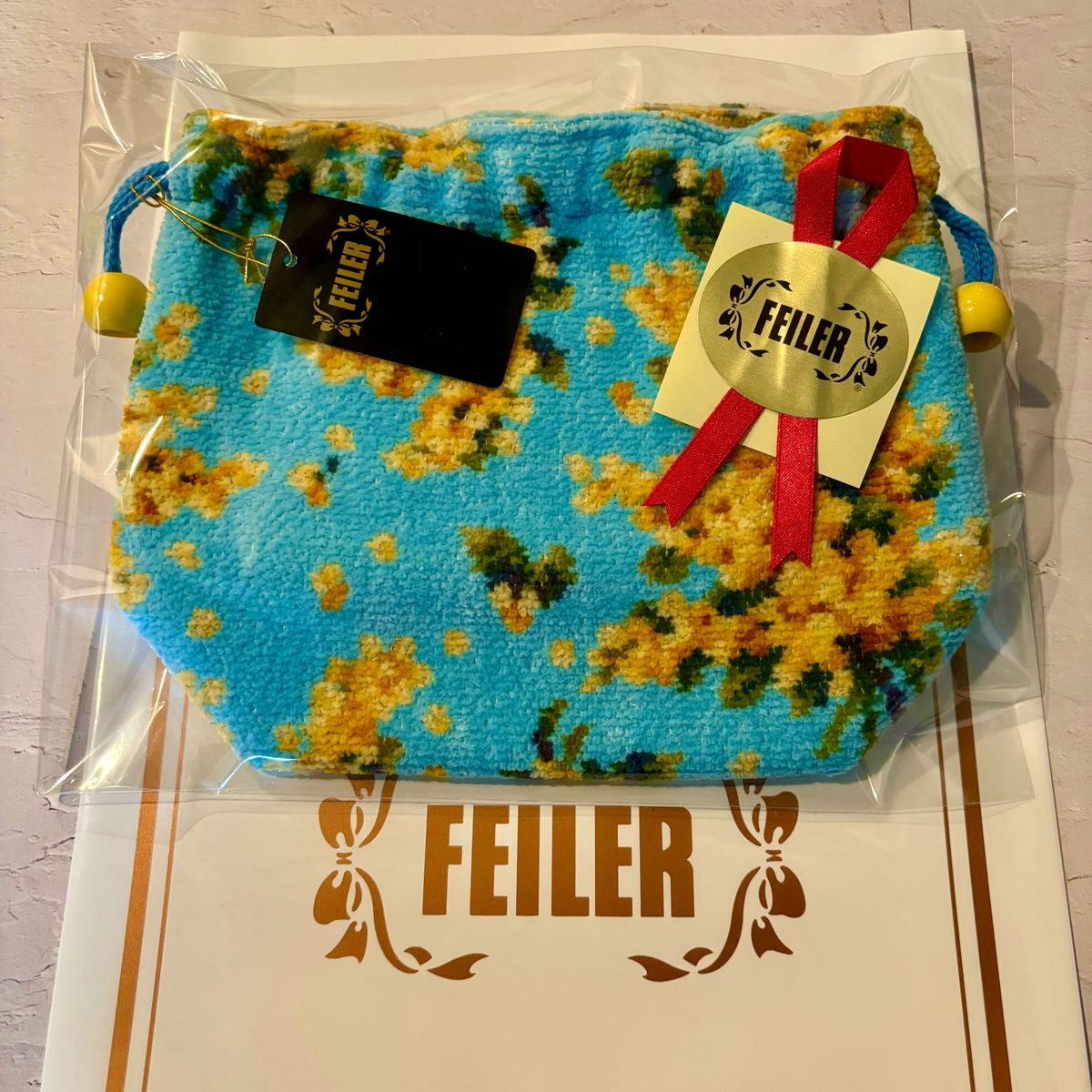 【新品】フェイラーFEILER 巾着ポーチ プレゼント袋リボンシール付