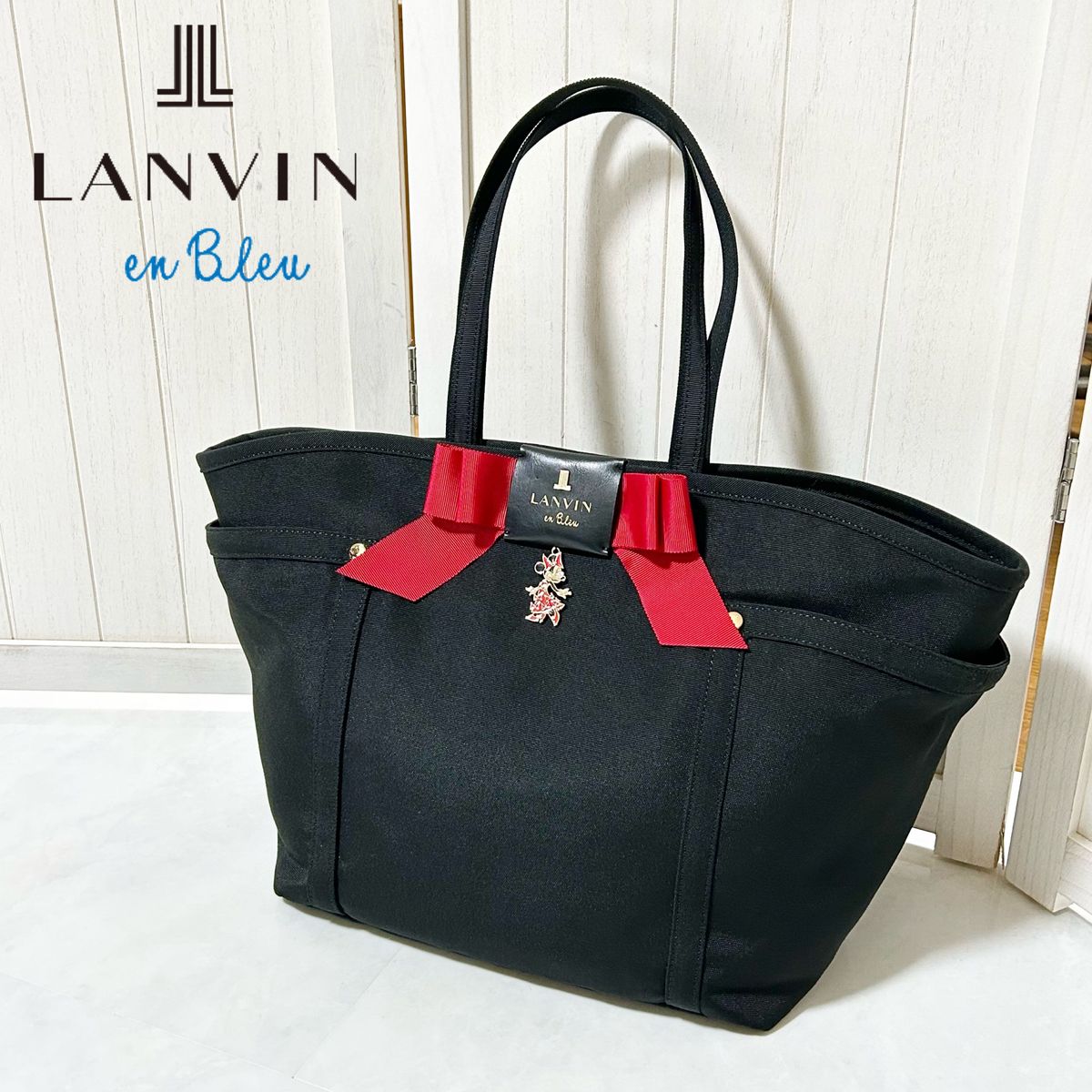 極美品 LANVIN en Bleu ランバンオンブルー ミニー トートバッグ