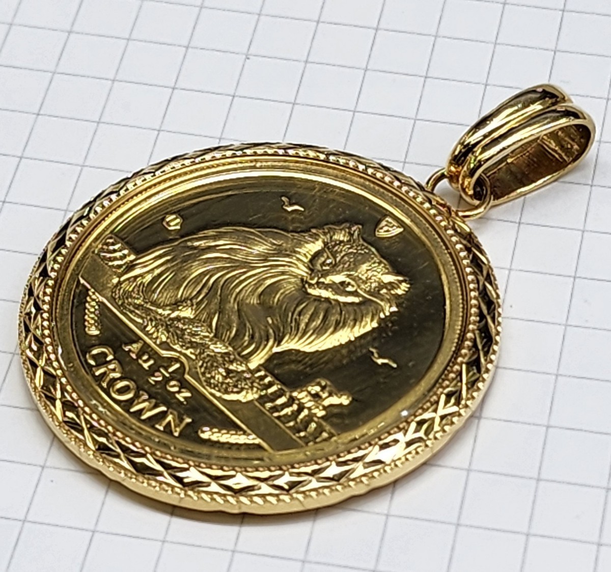24金エリザベスコインペンダントトップ2分の１オンス キャット 純金 金貨 31.4gの画像3