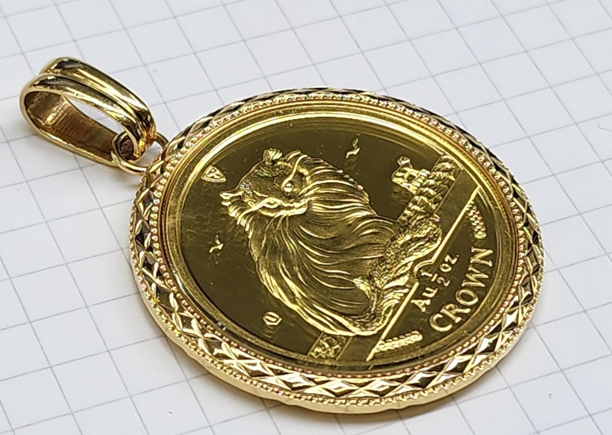 24金エリザベスコインペンダントトップ2分の１オンス キャット 純金 金貨 31.4gの画像4