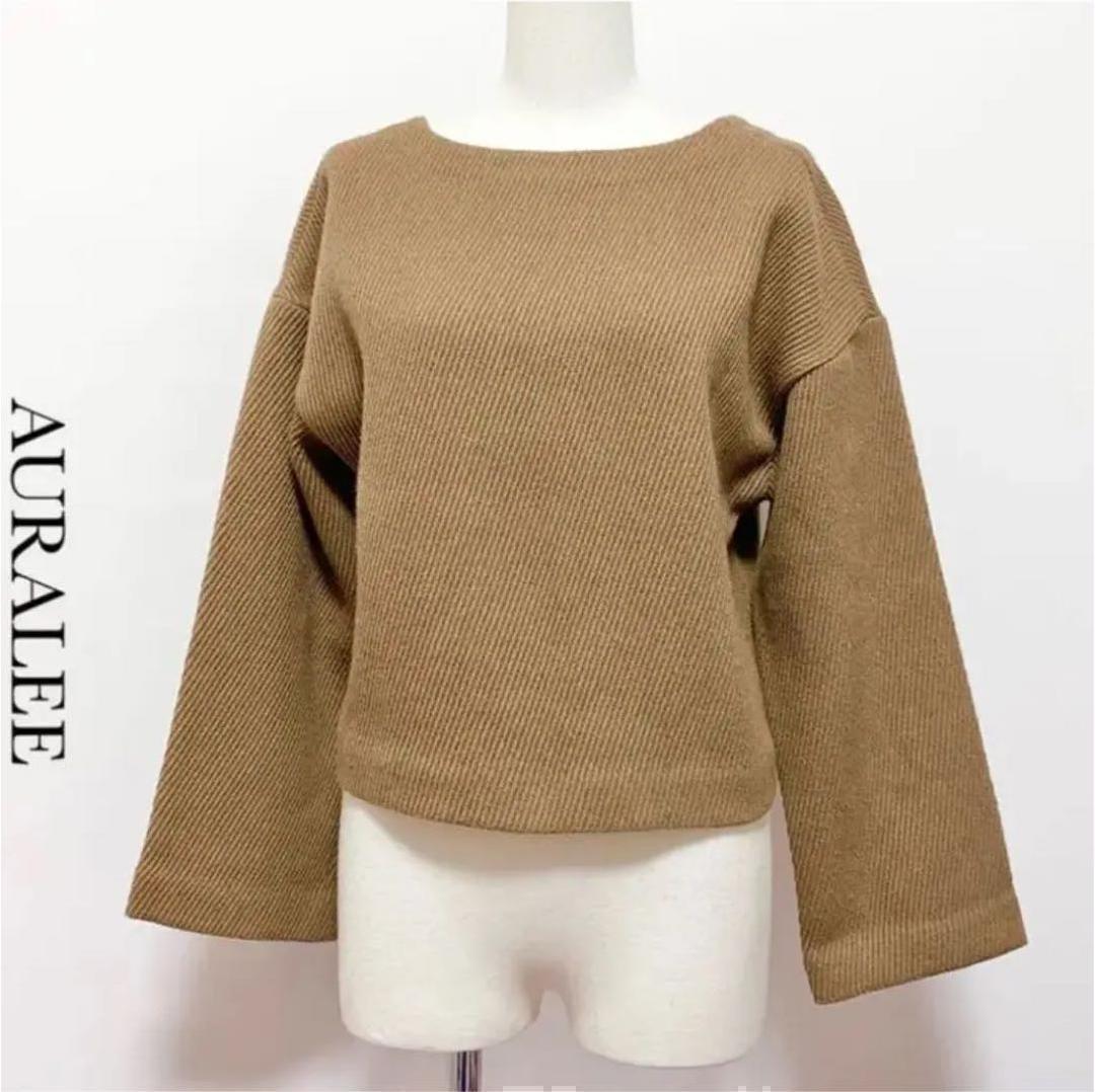 RonHerman ロンハーマン AURALEE オーラリー BABY CAMEL HAIR KERSEY PULLOVER ベイビーキャメル ボリューム袖 ニット プルオーバー 美品