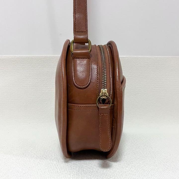 OLD COACH コーチ グラブタン レザー 丸型 ショルダー バッグ-