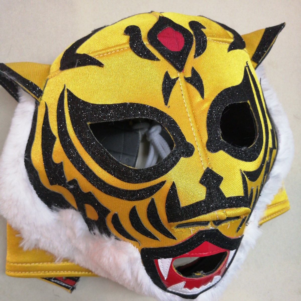 タイガーマスク牙付き　黄色エスポンハ　応援用マスク　コレクション　メキシカンマスク　虎_画像2