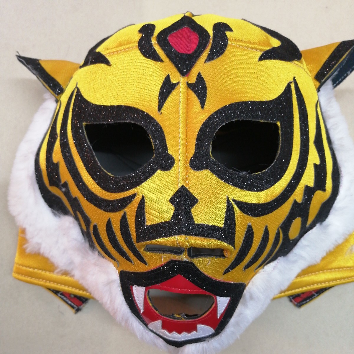 タイガーマスク牙付き　黄色エスポンハ　応援用マスク　コレクション　メキシカンマスク　虎_画像1