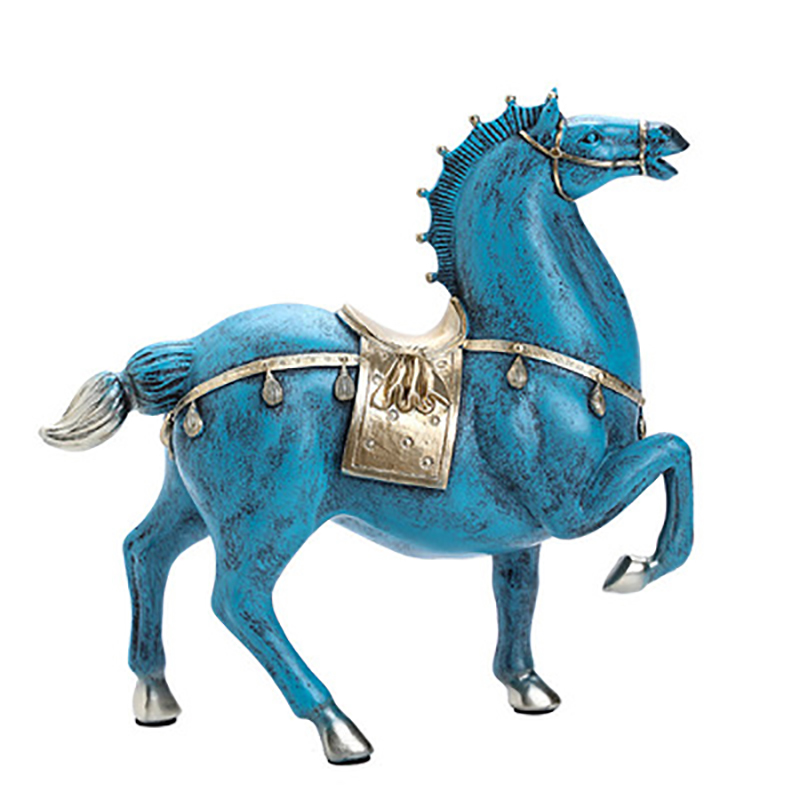 新商品 樹脂像馬の装飾オブジェ1p全2種 馬 像馬 装飾 オブジェ 置物 インテリア 美術品 コレクション 彫刻 工芸品 ブルー