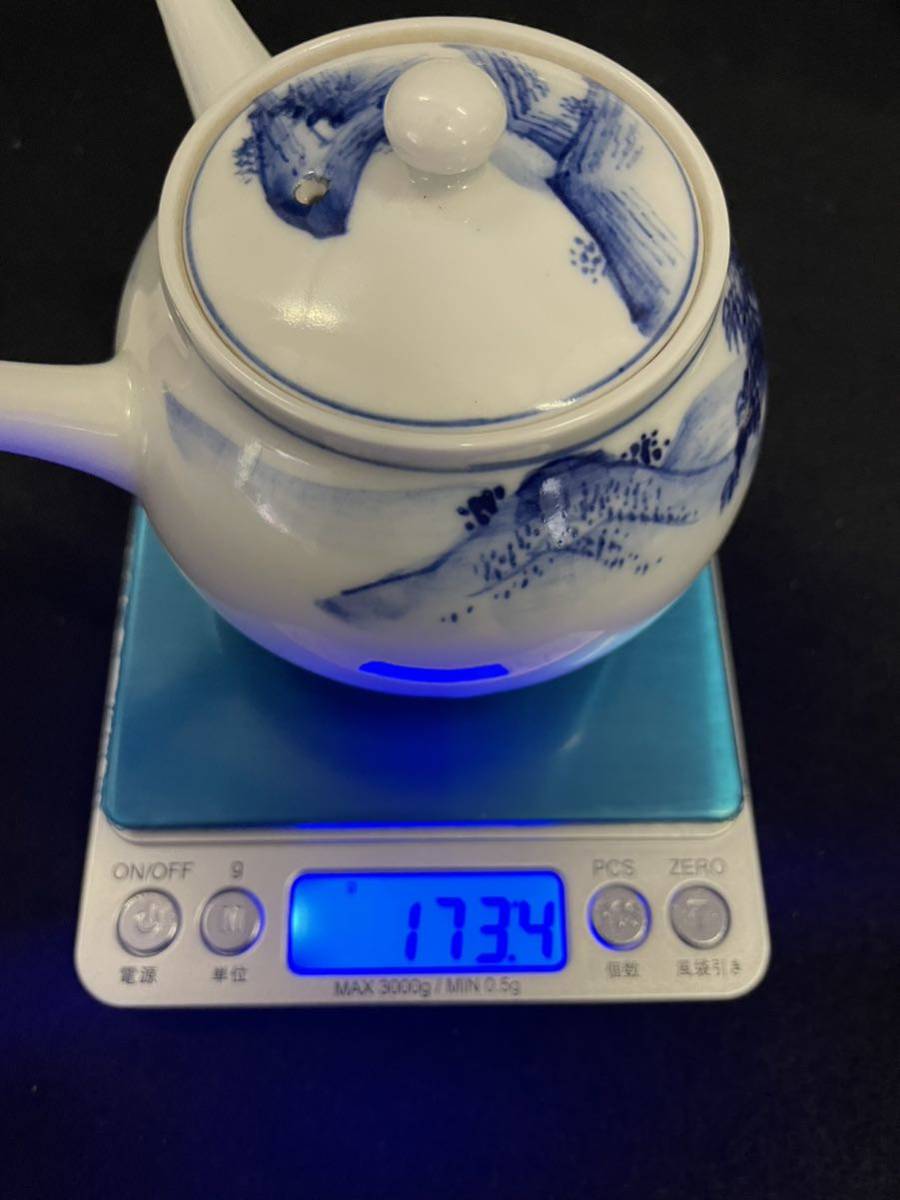茶器急須染付京焼清水焼宝瓶茶器揃い山水絵新品未使用美品蔵出し茶器