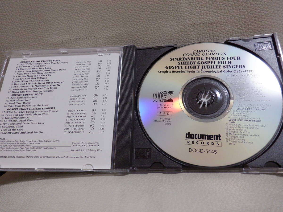 [CD] CAROLINA GOSPEL QUARTETS / 1938 - 1939 - SPARTANBURG FAMOUS FOUR, SHELBY GOSPEL FOUR, GOSPEL LIGHT JUBILEE SINGERS_画像3