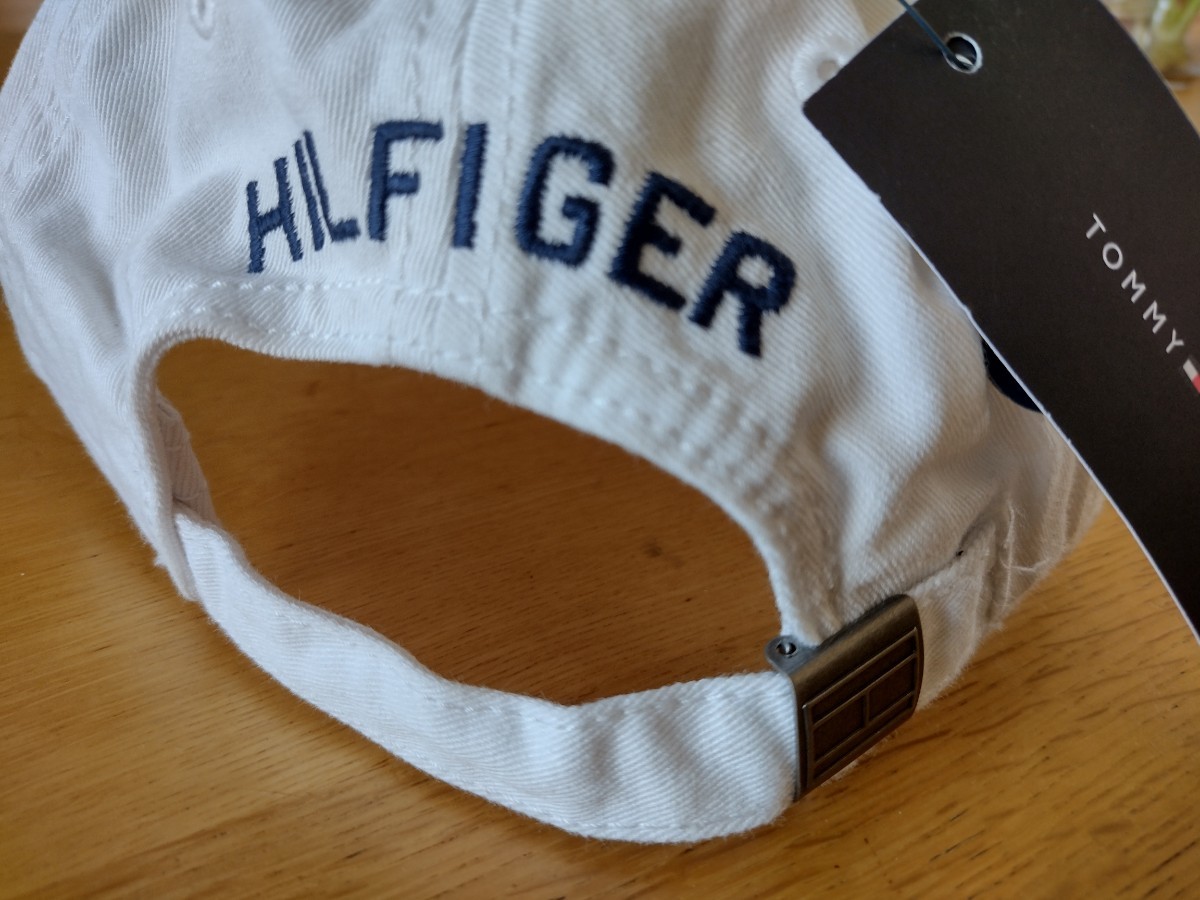 USA購入 TOMMY HILFIGER トミーヒルフィガー ロゴ キャップ 帽子 コットン ホワイト 白 新品未使用_画像2
