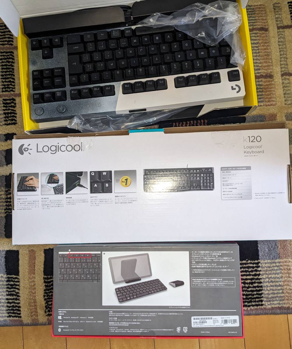 無保証　ジャンク　キーボード3点 Logicool k120 USB G-PKB-001 USB Microsoft Wedge Mobile Bluetooth KT-1120 セット_画像2