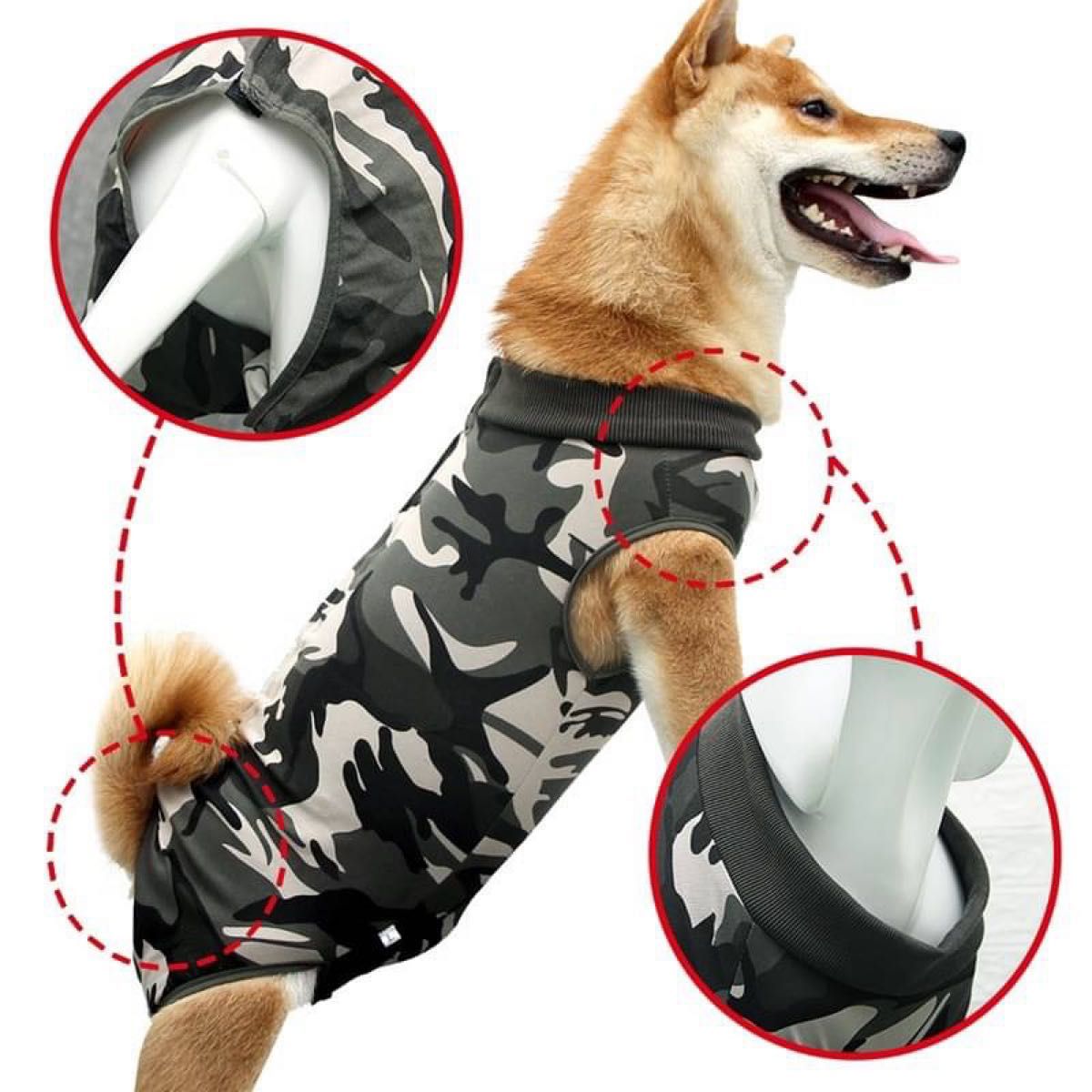 【ブルー3XL】ドッグウェア 犬 犬服 術後服 手術 傷舐め防止 小型犬 中型犬 大型犬 青 ボーダー ペット用品 愛犬