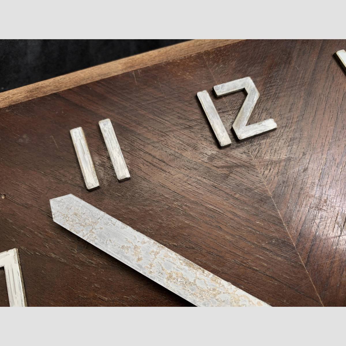 フランス 1920s 木製 寄せ木 組子 細工 時計 壁掛け ウォール クロック インダストリアル 陶器 ヴィンテージ ドイツ 北欧 アンティーク_画像5