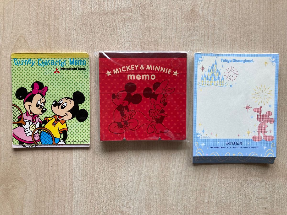 3点セット メモ帳 MICKEY&MINNIE 東京ディズニーランド Disneyland memoミッキー ミニー メモ