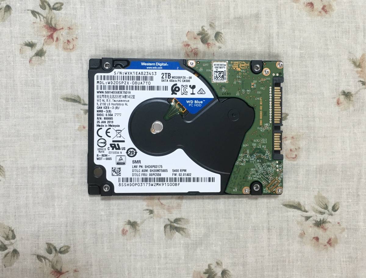 WD Blue WD20SPZX 2TB 2.5インチ HDD 5400rpm Western Digital 使用時間26時間_画像1