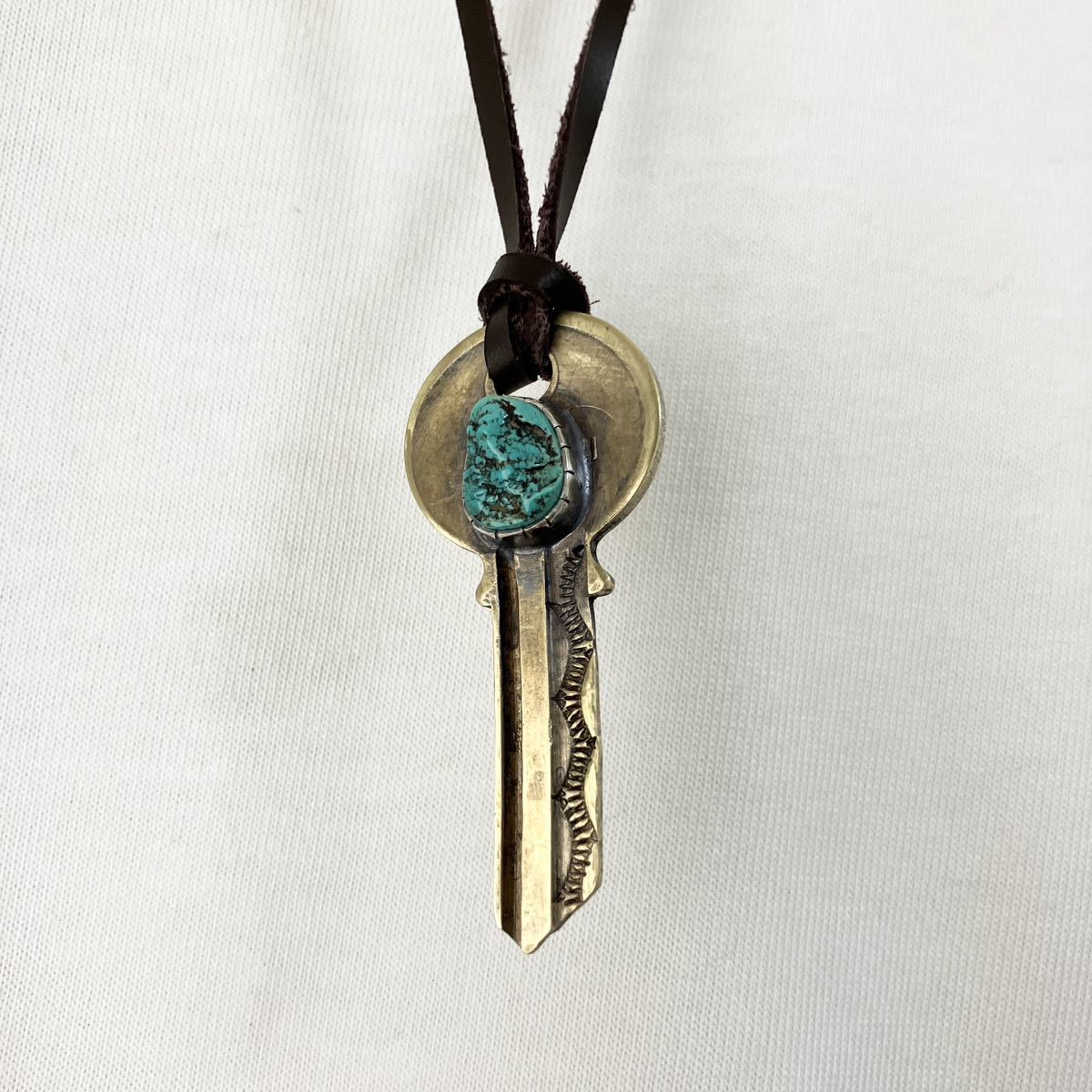  King man turquoise brass made Vintage key key necklace # Indian jewelry Native American n brass silver 