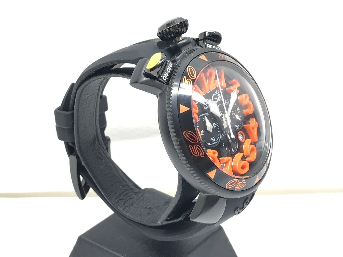 【稼働品】Gaga Milano　ガガ　ミラノ　MM48　マニュアーレ　ブラック文字盤　クオーツ　メンズ腕時計　オレンジ　箱_画像6