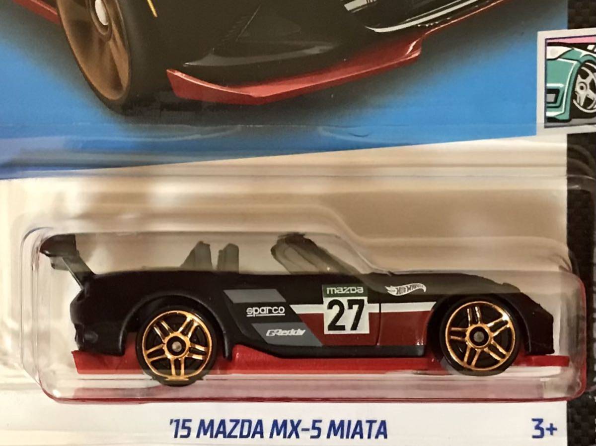 ホットウィール 否単品 ’15 MAZDA MX-5 MIATA 艶消黒 HotWheels マツダ ミアータ マツダロードスター sparco スパルコ GReddy グレッディ_画像2