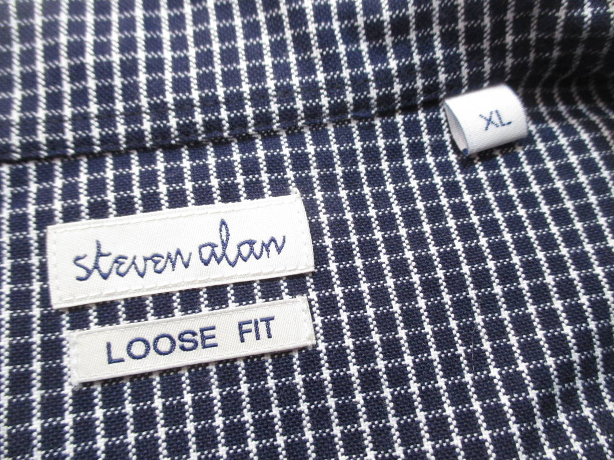 【Steven Alan】スティーブンアラン◆半袖チェックシャツ(ネイビー) 日本製◆XL/LOOSE FIT_画像4