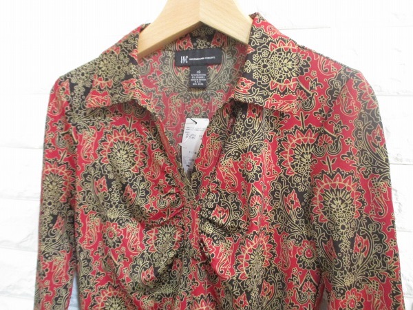 [ new goods / regular price 9975 jpy!]I*N*C Inter National concept * ethnic style 7 minute sleeve shirt *XS/P(7 number )