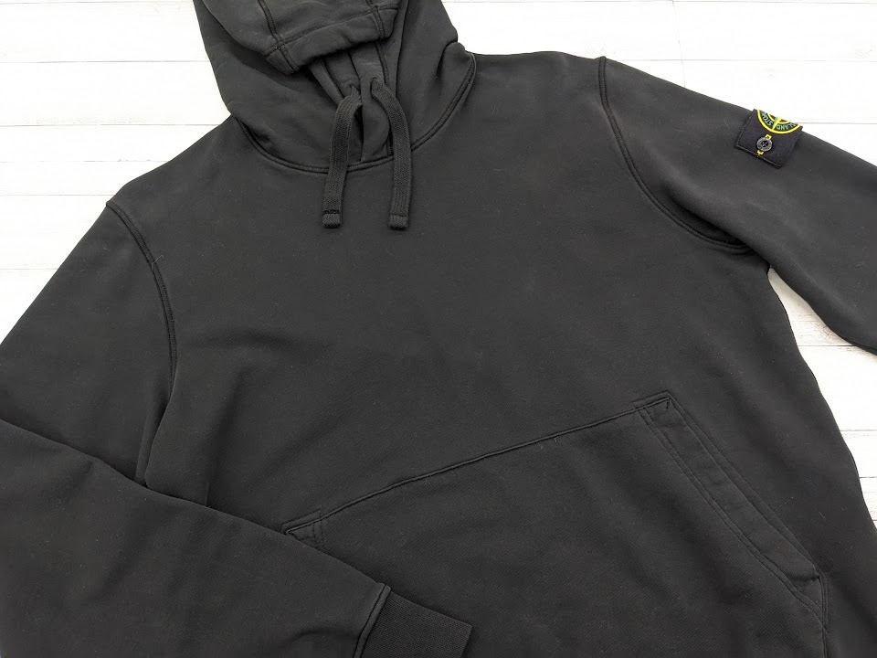 ∀ 美品 STONE ISLAND ストーンアイランド 101564151 ドローストリング パーカー フーディ スウェット ブラック 黒_画像4