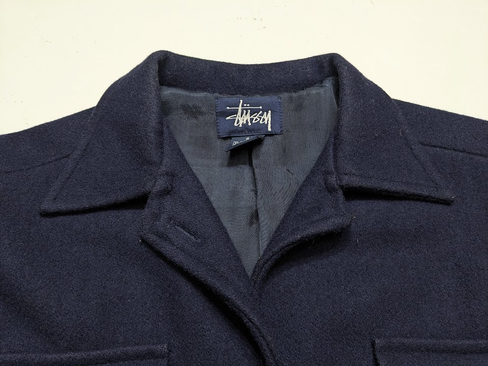 90s OLD STUSSY オールド ステューシー ウール シャツ ジャケット CPO 紺タグ 90年代_画像4