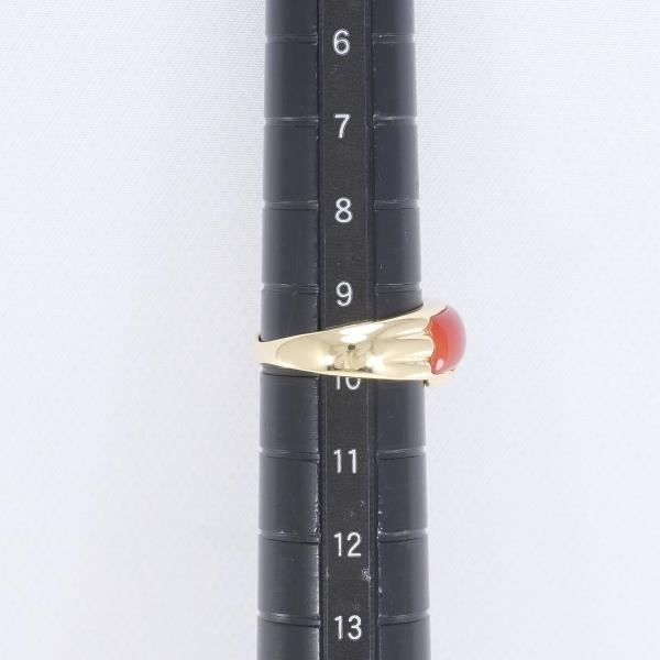 K18YG リング 指輪 9.5号 サンゴ ダイヤ 0.30 総重量約5.3g 中古 美品 送料無料☆0315_画像5