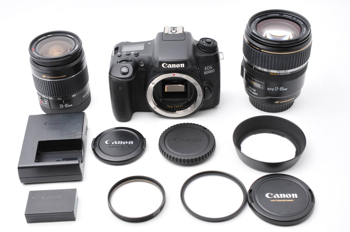 ★人気品★Canon EOS 8000D EF-S 17-85mm 1:4-5.6 IS USM 28-80mm 1:3.5-5.6 V USM デジタル一眼レフカメラ