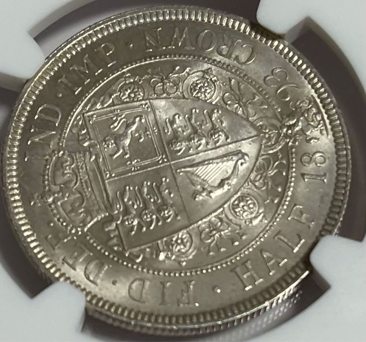 値下げ！高鑑定！1893年 イギリス 1/2クラウン銀貨 ヴィクトリア オールド(ベール)ヘッドシールドタイプ MS62 NGC 