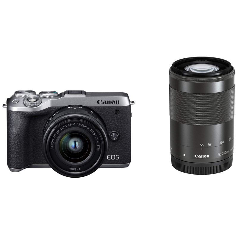 Canon ミラーレス一眼カメラ EOS M6 Mark II ダブルズームキット シルバー EOSM6MK2SL-WZK_画像1
