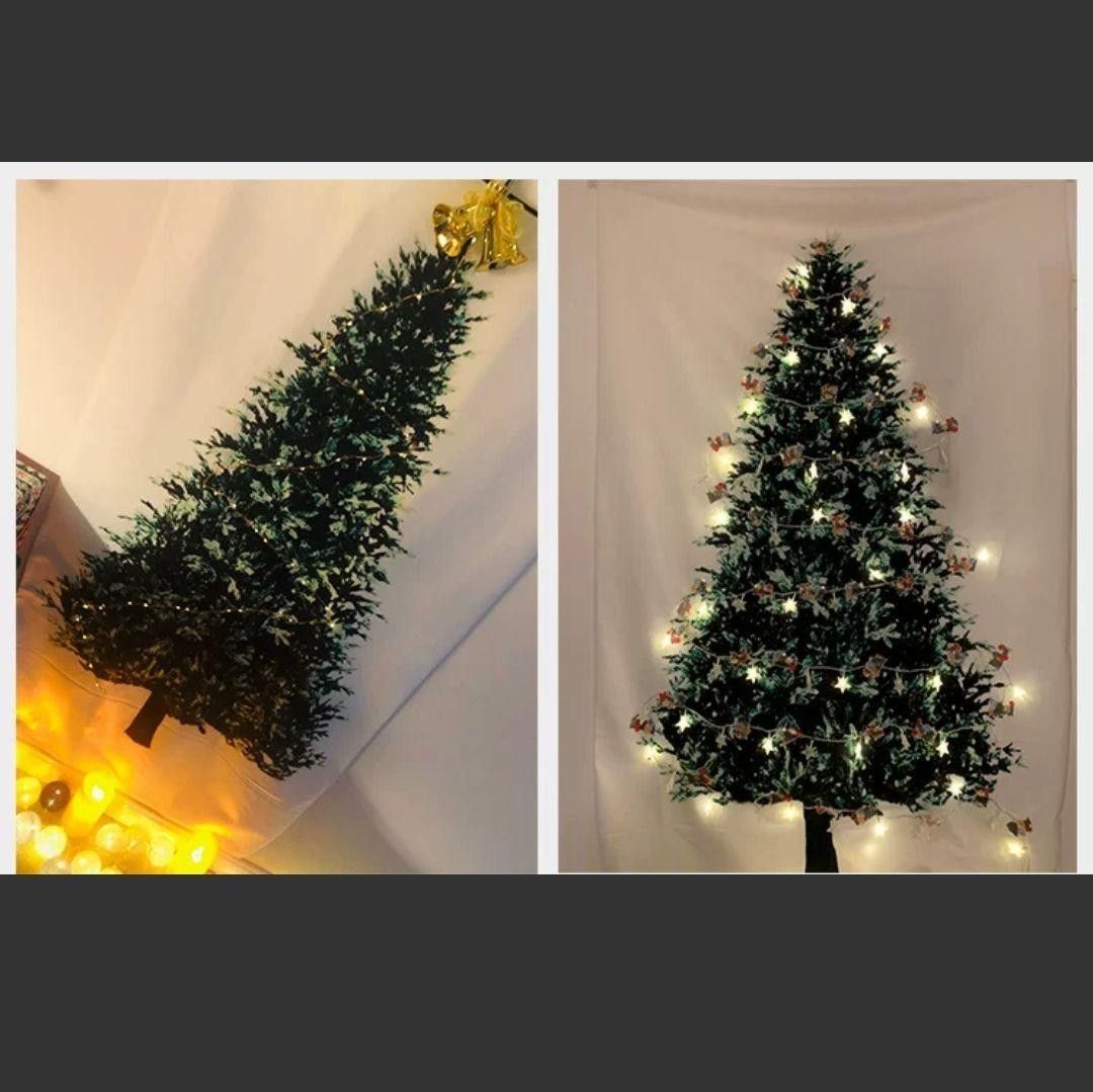 クリスマスツリー タペストリー 150×100cm 壁掛け ライト USB 星 LED イルミネーション クリスマス 布 ツリー