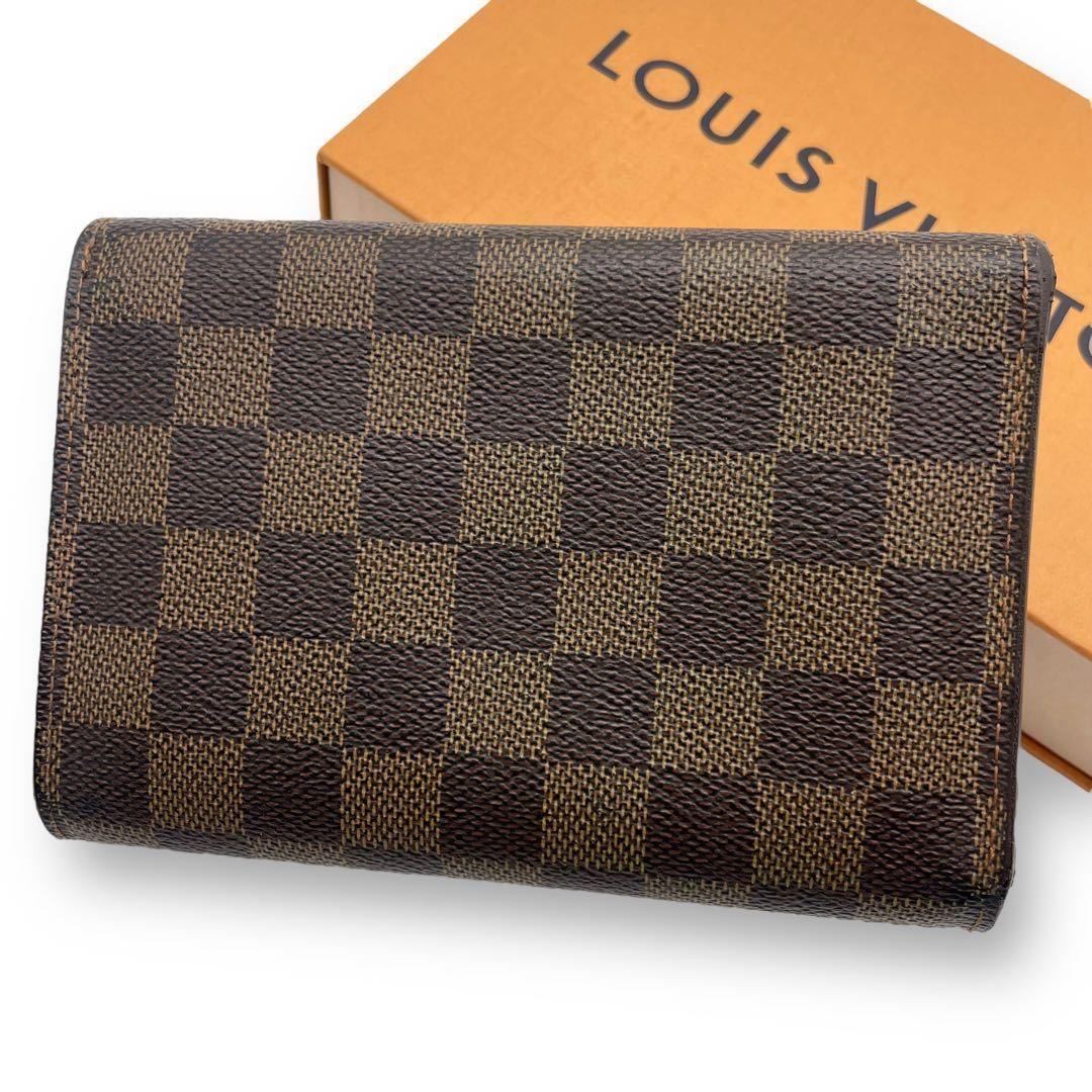 【パスケース付き】ルイヴィトン LOUIS VUITTON 折り財布 ポルト トレゾール エテュイ パピエ ダミエ ブラウン 茶 ３つ折り_画像2