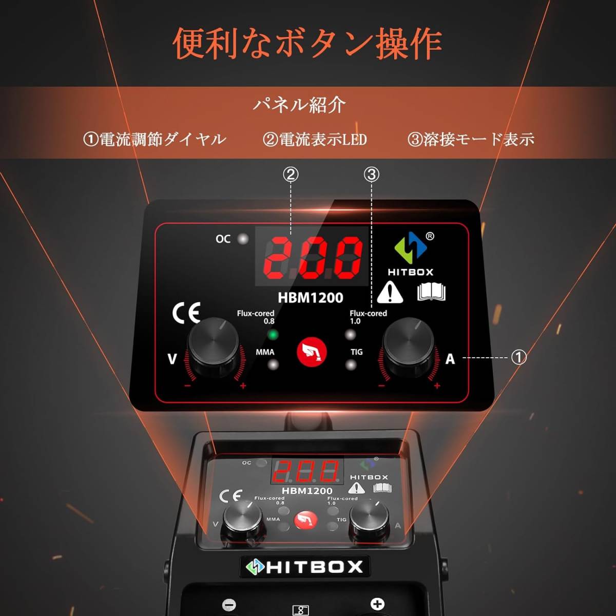 ちHBM1200(分離型トーチ)) HITBOX MIG 溶接機 100V 半自動 ちHBM1200(分離型トーチ)) HITBOX MIG 溶接機 100V 半自動