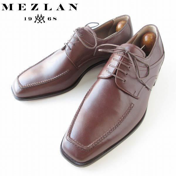 新品 高級品 MEZLAN メスラン モックトゥ 外羽根 ダービーシューズ 茶系 8.5W 幅広26.5cm スクエアトゥ 靴 d138-32-0003ZT