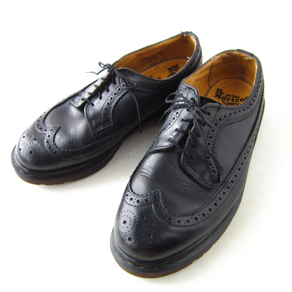英国製 Dr.Martens ドクターマーチン ウィングチップ 黒 UK7 25.5cm シューズ メンズ 靴 d142-32-0072XTW