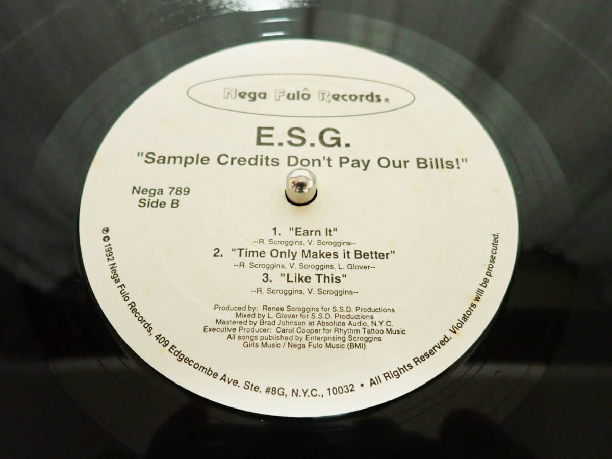 美盤 レア限定12”サイケ・ディスコ・ダブ ★Sample Credits Don't Pay Our Bills ! - ESG★ Larry Levan追悼シングル NEGA 789_画像8