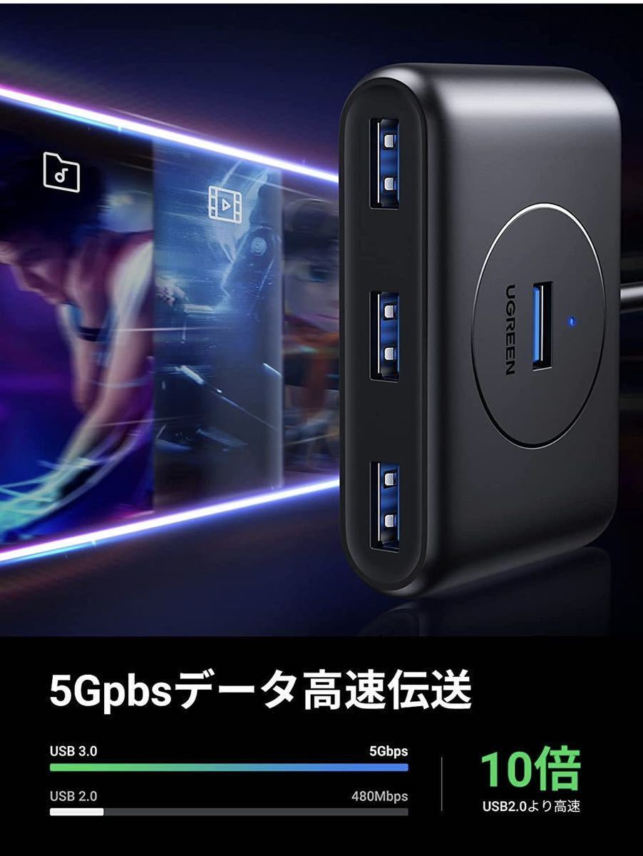 定価5397円 USBハブ 4ポート USB3.0 hub 高速転送 セルフパワー/バスパワー 延長用 PS4,Mac,iMac等に最適