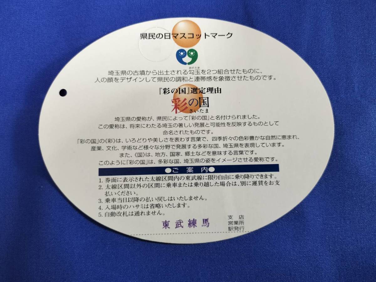 ⑪3・平成8年・東武鉄道《埼玉県民の日記念》埼玉県内フリー乗車券_画像2