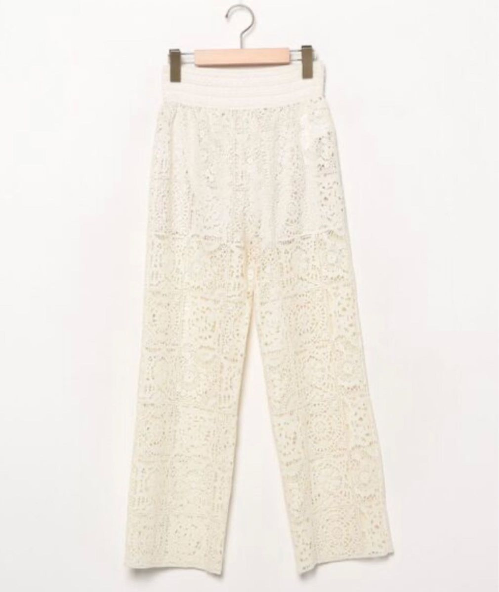 AMERI block lace straight pants