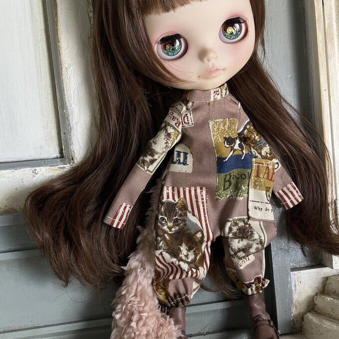 ブライスさんのお洋服　ねこロンパース とねこしっぽ　ピンク　* アウトフィット * 洋服 * Blythe * ブライス サイズ * outfit *_画像3